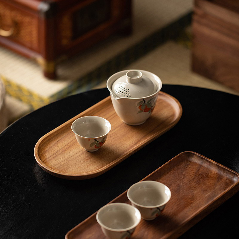 Food Snacks In Japan - Tableware Solid Wood Food Tray Round