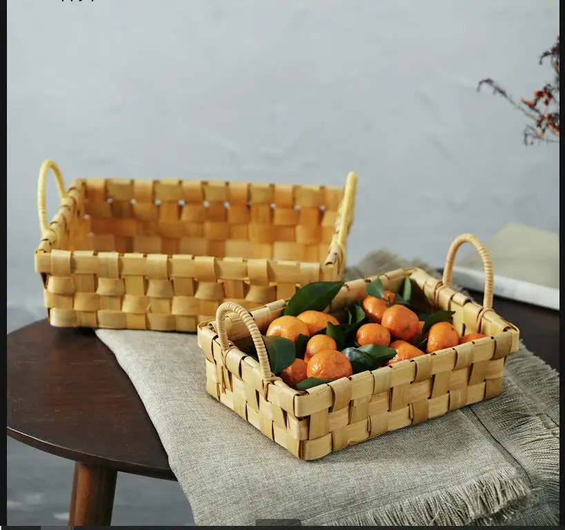 Wooden Woven Storage Basket Re - Food Snacks With Fiber のレビューと価格