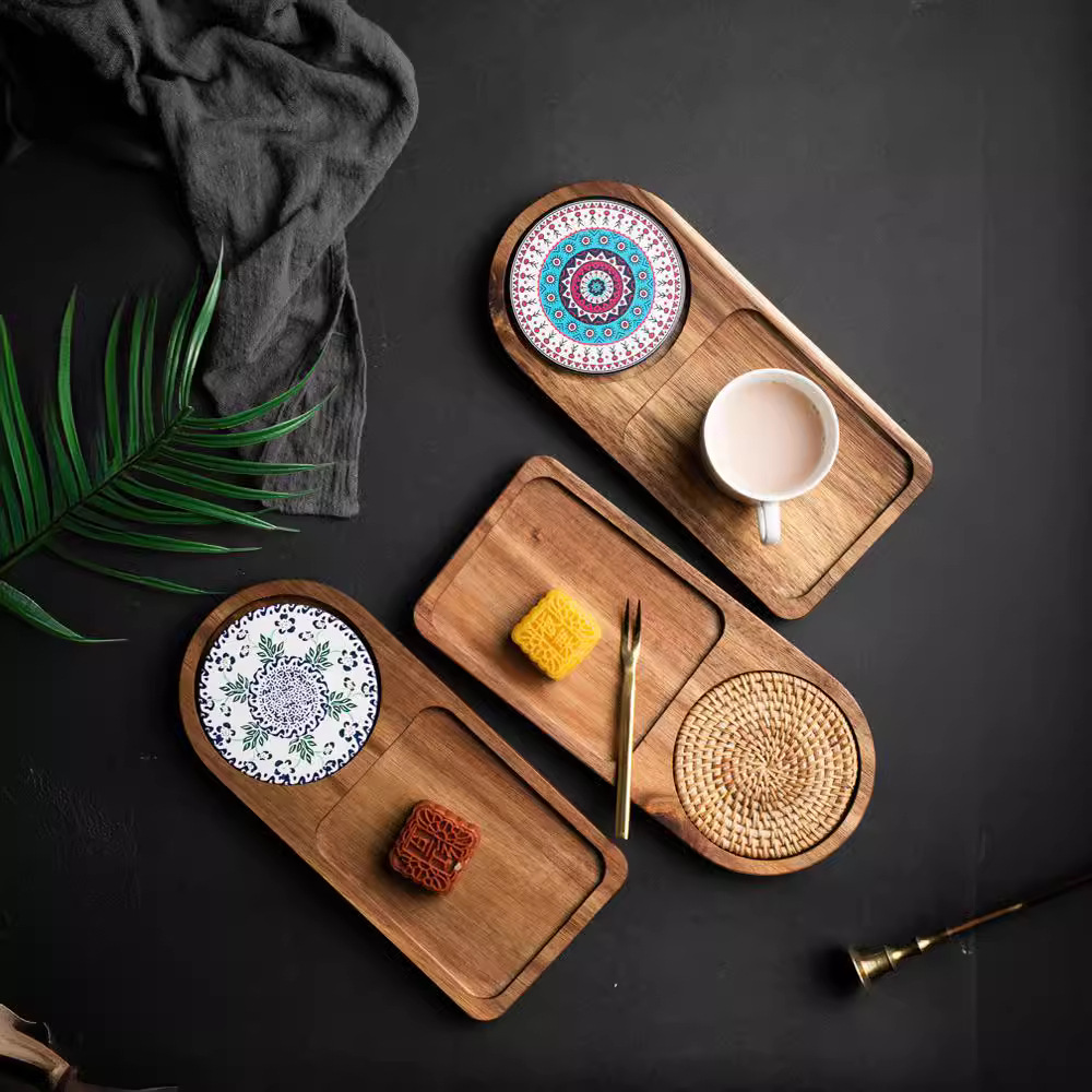 Acacia Wood Tea Tray Food Oval - Food Snacks In Japan のレビューと価格
